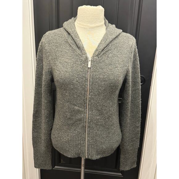 Calvin Klein Gray Full Zip Hooded Sweater Top Women's Small - Picture 1 of 9